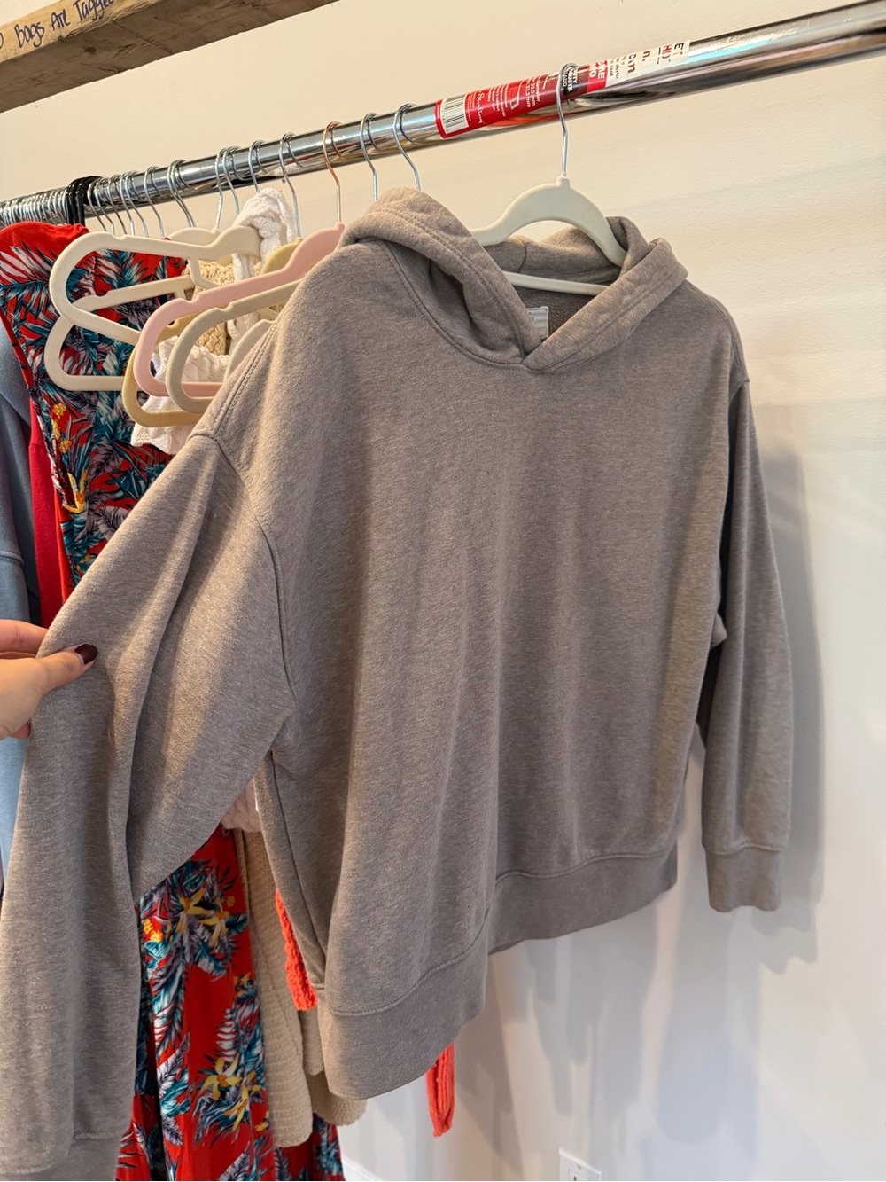 American Eagle Outfitters Light Taupe Hooded Pullover Sweater